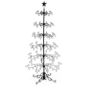 6ft Wrought Iron Christmas Tree, Metal Ornament Display Tree Stand for for Holiday Party Home Decor, Indoor & Outdoor Decor Hanger, Black