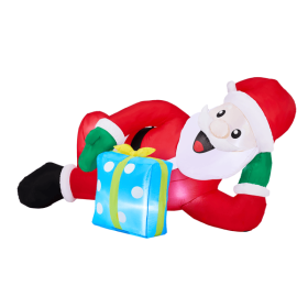 7FT Lighted Christmas Inflatable Decoration, Inflatable Santa Lying on Floor