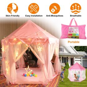 Princess Play Tent for Girls, Large Castle Playhouse with 6 Breathable Mesh Doors, Indoor Outdoor Play Tent for Backyard Garden Party