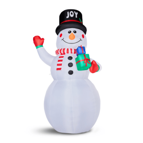 12FT Tall Lighted Christmas Inflatable Decoration, Inflatable Giant Snowman Holding Gift Boxes