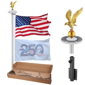 20-FT Sectional Flag Pole Kit with Solar Light and Deck Mount