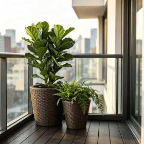 Set of 2 Plastic Taper Rattan Planters with Drainage Holes And Saucers for Indoor Outdoor Garden Decorative Plant Pots