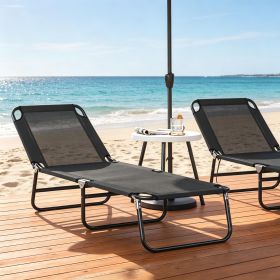 Outdoor Folding Chaise Lounge Pool Chair with 5-Level Reclining Back Steel Frame for Beach Yard Patio Sun Tanning