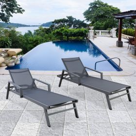 Modern Patio Chaise Lounges 2 PCS Outdoor Adjustable Reclining Lounge Chairs with Wheels 330 LBS Capacity