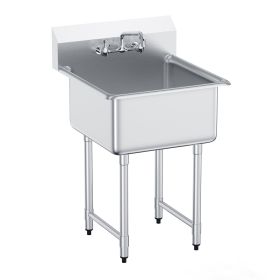 Stainless Steel Prep & Utility Sink, 1 Compartment Free Standing Small Sink Include Faucet & legs, 27"x41" Commercial Single Bowl Sinks for Garag
