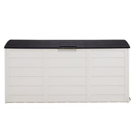 75 Gallon Weather-Resistant Outdoor Storage Deck Box, 130LB Capacity Gray Plastic Patio Organizer with Lockable Lid and Easy-Lift Hinges for Gard