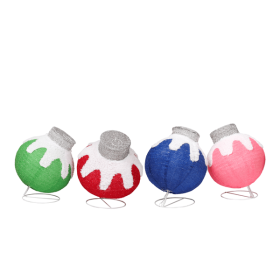 Set of 4 Lighted Ball Ornaments Christmas Decorations