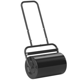 Black 20-Inch Lawn Roller Garden Tool for Soil Flattening - Push/Tow behind with 10 Gal Capacity Fill with Water Or Sand