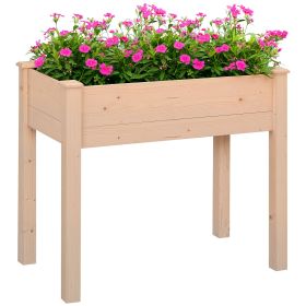 34 inch elevated wooden garden bed with drainage holes for backyard planting