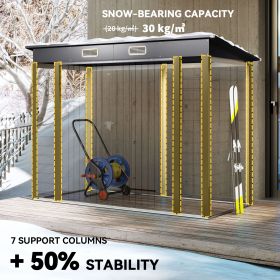 Grey Galvanized Metal Garden Storage Shed 8 X 4FT with Double Doors And 2 Vents Outdoor Utility Storage House