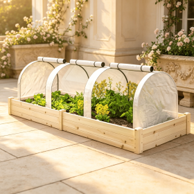Portable tunnel greenhouse white, with 3 zipper doors, waterproof and UV resistant PE cover
