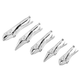 Locking Pliers Set 5-Piece Pliers Tool Set Nickel-Plated Carbon Steel, Hand Tools For DIY & Home Use, 5"/7"/10" Curved Jaw, 6.5"/9" Long Nose, Er (Option: default)