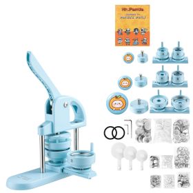 Button Maker Machine 1"/1.25"/2.25"(25/32/58 Mm) Pin Maker Blue, With 300pcs Button Parts, Circle Cutter And Magic Book, Ergonomic Handle, For DI (Option: default)