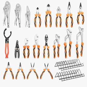 Pliers Set 20-Piece Utility Set Polished Carbon Steel Jaw Hand Tools, For DIY & Home Use, Long Nose, Locking, Diagonal, Groove Joint, Snap Ring, (Option: default)