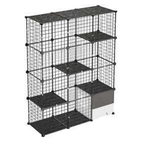 Cat Cage 4-Tier 40.98"x13.98"x55" DIY Cat Playpen With Litter Box, Indoor Enclosure Detachable Metal Wire Kennel Crate, Large Exercise Place For (Option: default)