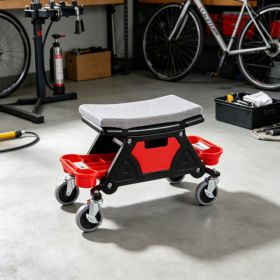 300 LBS Capacity Rolling Mechanic Stool With 4inch Wheels, 3 Slide-Out Tool Trays & Drawer, Heavy Duty Creeper Seat For Home Garage & DIY Automot (Option: 34889814)