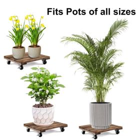 12inch*12inch Square Wooden Plant Cart: Natural Beauty, Easy Mobility, Perfect For Gardening (Option: 12inch12inch)