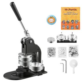 Button Maker Machine 3" / 75mm Pin Maker 500pcs Button Parts Black, With Circle Cutter, Magic Book, And Hex Wrenches, Ergonomic Handle, For DIY B (Option: default)