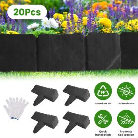 Plastic Lawn Edging, Interlocking Garden Landscape Border, 20 Piece 16ft Flexible PP Garden Edging For Flower Beds, Walkways And Lawn Landscaping (Option: 47878496)
