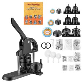 Button Maker Machine 1"/1.25"/2.25"(25/32/58 Mm) Pin Maker Black, With 300pcs Button Parts, Circle Cutter And Magic Book, Ergonomic Handle, For D (Option: default)