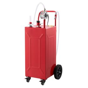 30 Gallon Fuel Gas Caddy, Carbon Steel, Portable Fuel Transfer Storage Tank With Manual Pump And 4 Wheels, Gasoline Diesel Can Container, For Car (Option: default)