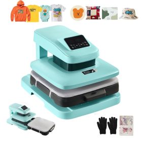 Auto Heat Press Machine 15 X 15 Inch T-Shirt Press Machine Green, Auto Release And Adjustable Pressure, Digital Display, Rapid And Even Heating, (Option: default)