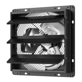 12 Inch Shutter Exhaust Fan Wall Mounted Automatic Louvers EC Motor, Steel Housing, Temperature & Humidity Controller, Ventilation & Cooling For (Option: default)