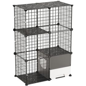 Cat Cage 3-Tier 28"x17.91"x40.98" DIY Cat Playpen With Litter Box, Indoor Enclosure Detachable Metal Wire Kennel Crate, Large Exercise Place Idea (Option: default)