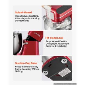 7.4 Qt Tilt Head Stand Mixer 500W Electric Dough Mixer, 12 Speeds Food Kitchen Mixer With Stainless Steel Bowl, Splash Guard, Dough Hook, Whisk, (Option: default)