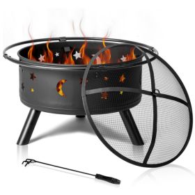 30IN Metal Fire Pit Black (Option: 58862409)
