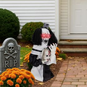 1.8ft Halloween Decoration Scary Clown, Sound-Actived Party Decor with Creepy Sound (title: default title)