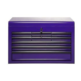 Heavy Duty Metal Tool Box, 24-inch, Portable Metal Tool Box with 9 Drawers, Small Tool Chest with EVA Liners, Ball Bearing Slide Drawers Locking (Option: Purple)
